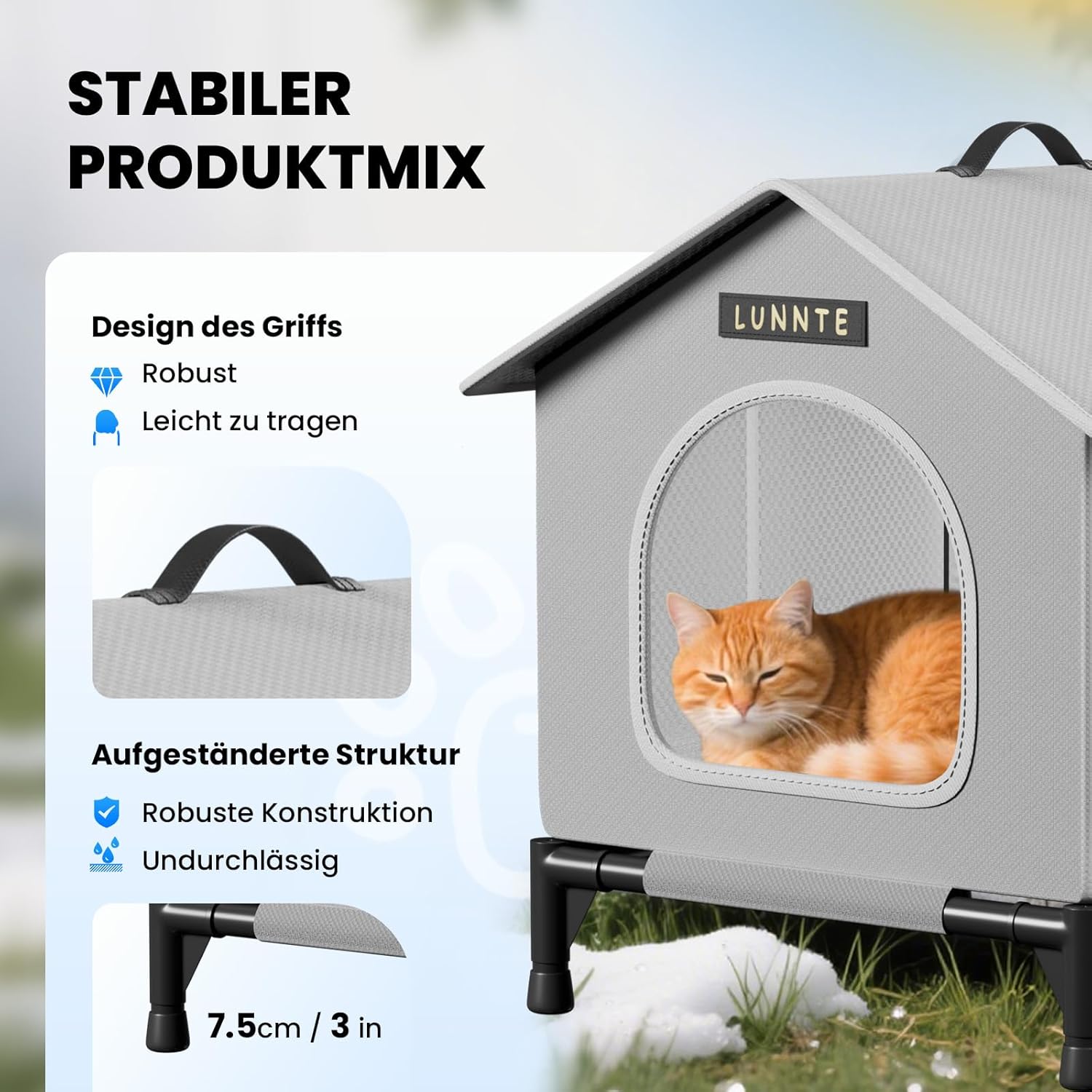 Thumbnail 2 de Wasserdichtes Outdoor Katzenhaus mit Türvorhang – 4-Jahreszeiten Modell (34x40x47 cm, Grau) von „Wasserdichtes Outdoor Katzenhaus“