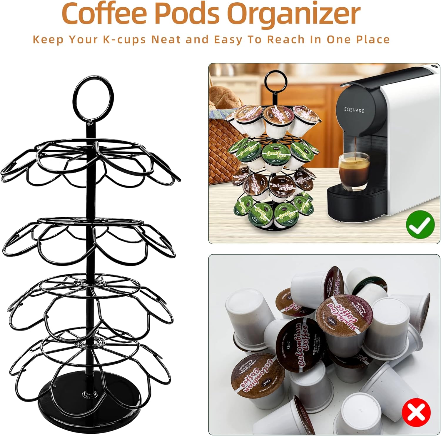 Thumbnail 3 de ROWISE K-Cup Pod Carousel Holder and Organizer (36 Pods) with 360° Spin