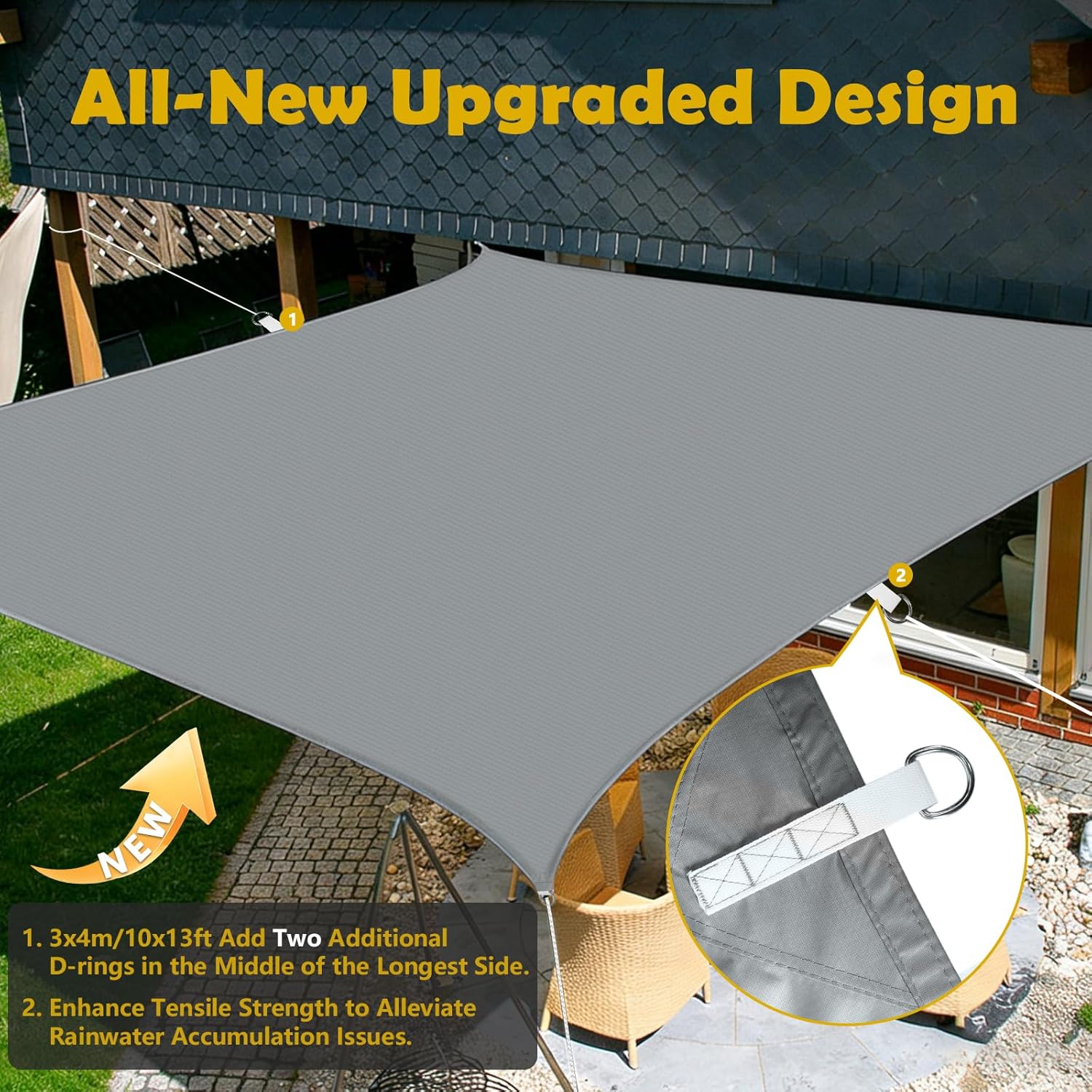 Thumbnail 3 de Mokani 3x4m Rectangle Sun Shade Sail (Waterproof) for Garden Patio Pergola Balcony