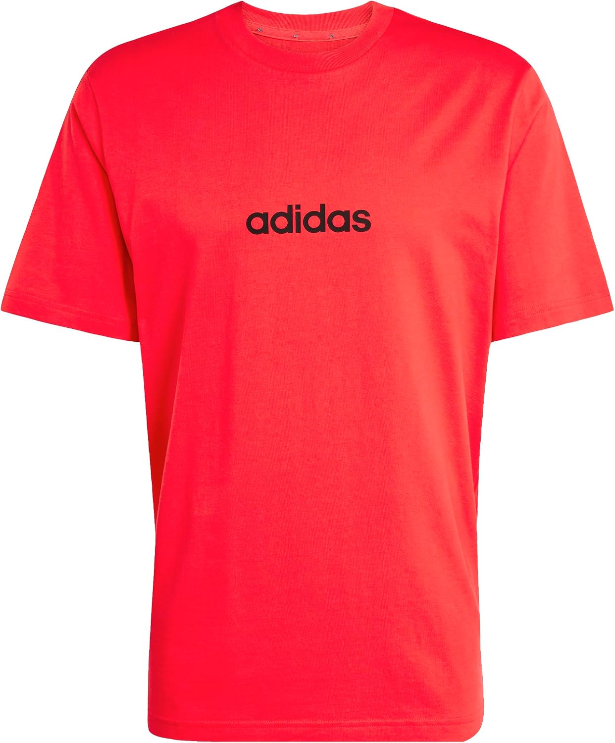 Detalle de adidas Hombre Essentials Linear Single Jersey Shirt – Pure Ruby/Black, L