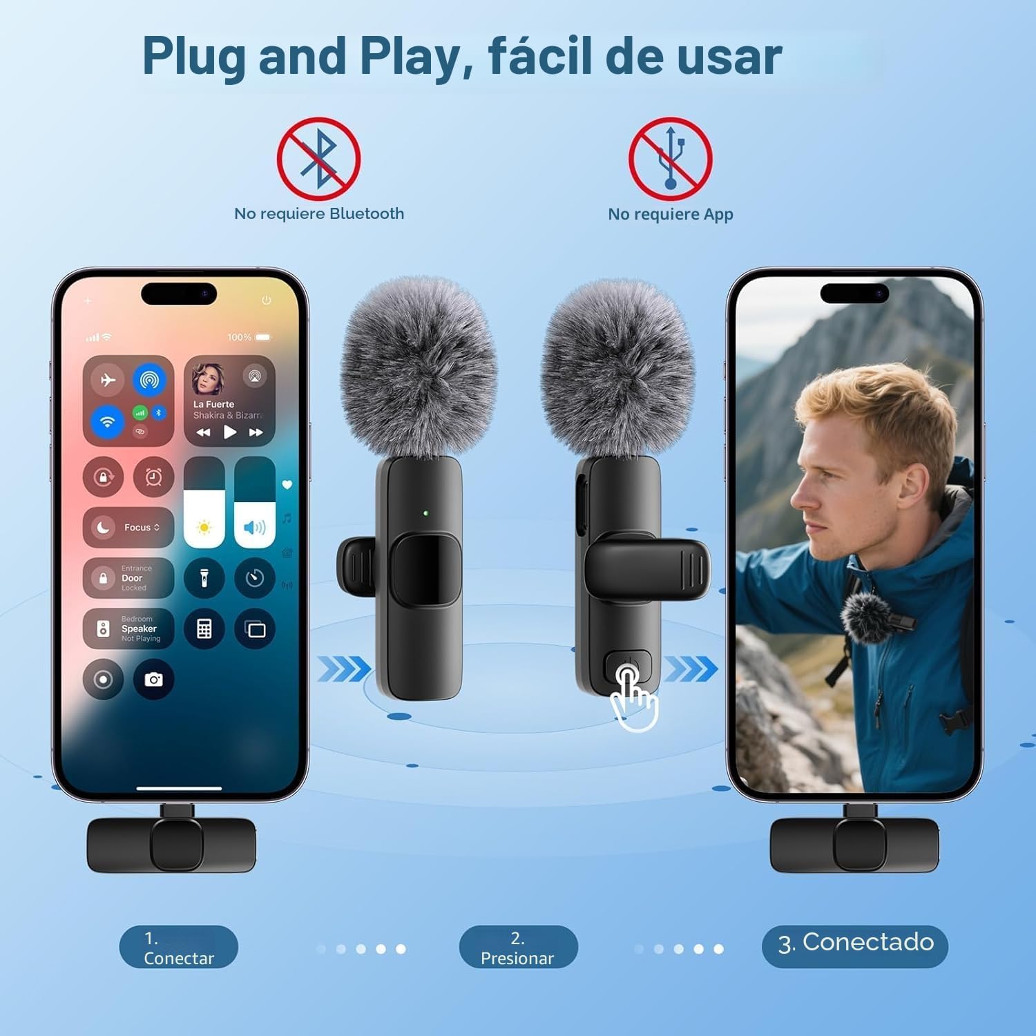 Detalle de voijump Mini Mic Pro: micrófono inalámbrico de solapa para iPhone, iPad y Android (paquete 2)