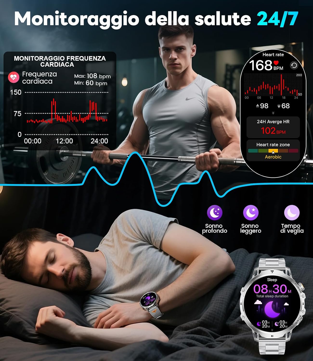 Thumbnail 6 de FITFLEX Smartwatch uomo 1,85 pollici