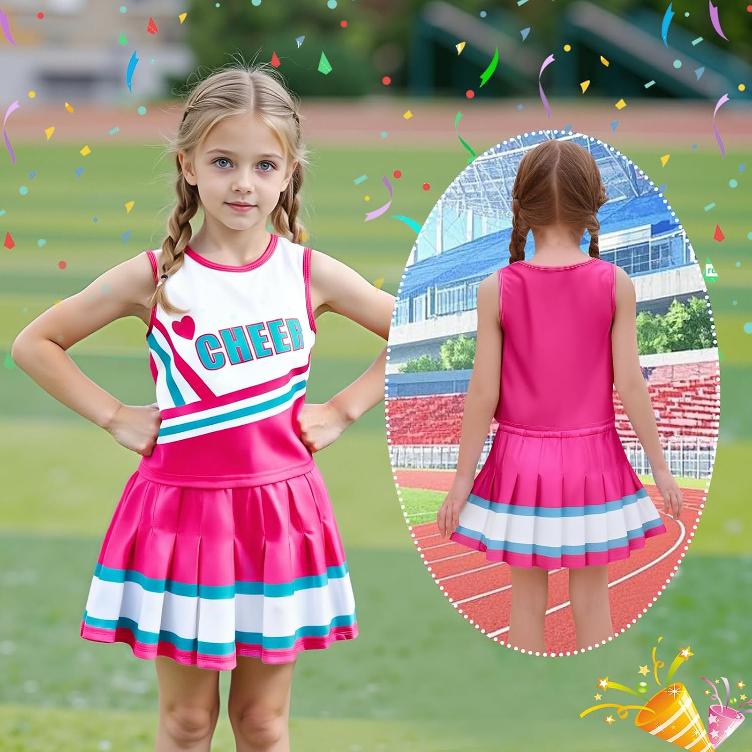 Detalle de COTRIO Girls' Cheerleader Costume, Polyester