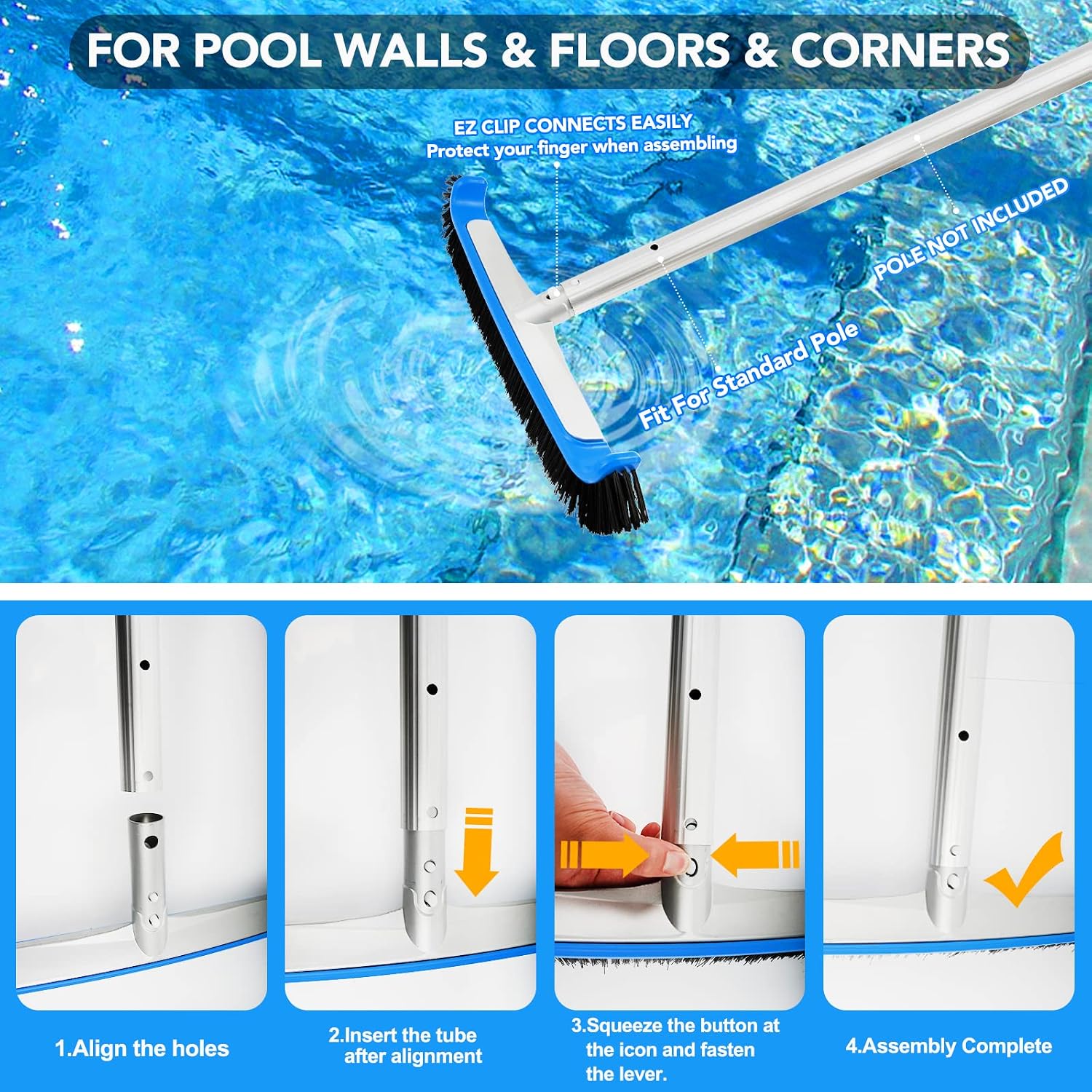 Thumbnail 5 de TidyMister 000 Pool Brush, 17.5-Inch with Aluminum Back and Angled Bristles