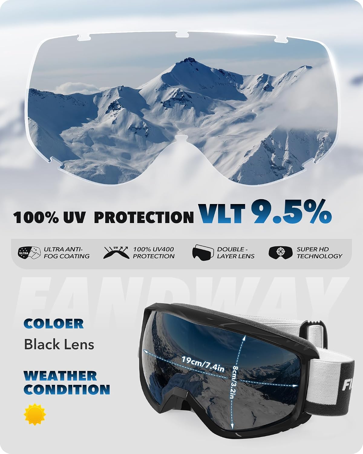 Detalle de Findway Ski Goggles, UV400 protection