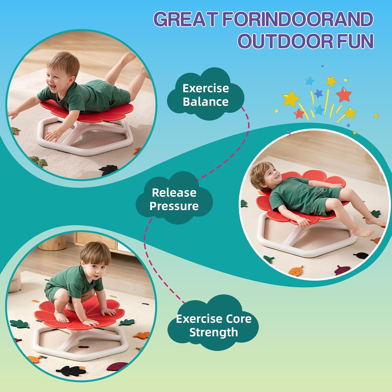 Thumbnail 4 de Sensorischer Drehstuhl für Kinder (Drehstuhl mit Autismus-Fokus) in Blumenform, rot