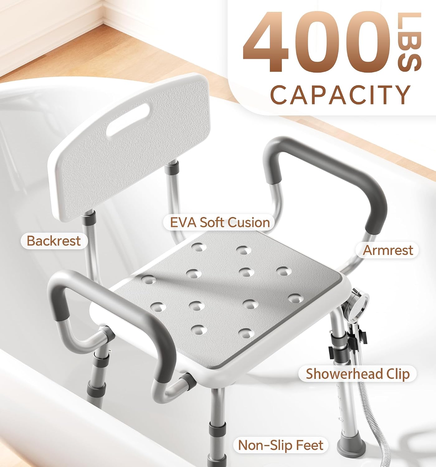 Detalle 2 de SOUNDFUSE Shower Chair with 400 lbs capacity ⚙