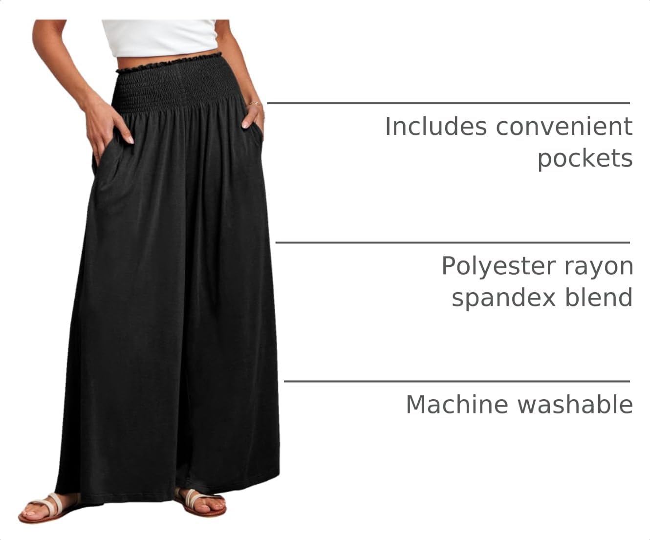 Detalle 2 de ANRABESS Women Palazzo Pants Wide Leg Casual Lounge Pants