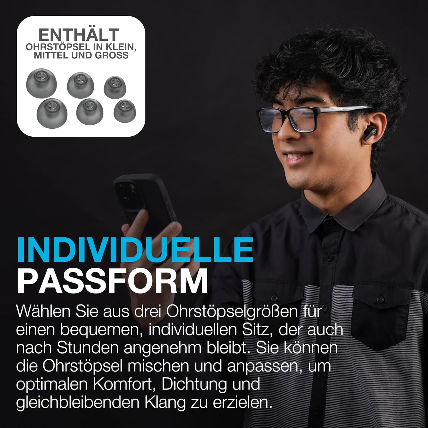 Thumbnail 1 de JLab Go Pods ANC In-Ear Kopfhörer – Kabellose Earbuds mit Hybrid-Noise-Cancelling, 26h+ Akku, IP55, App-Anpassung