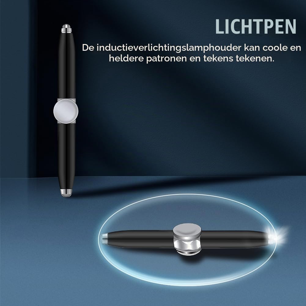 Detalle 2 de AUAUY fidgetpen met ledlicht, draaifunctie en balpen, set van 2