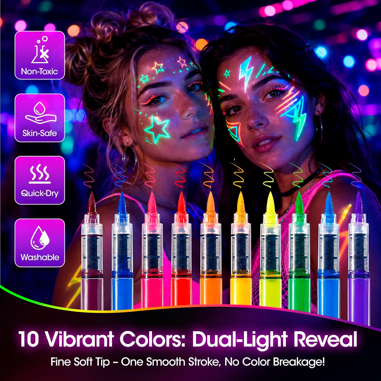 Detalle de Gellen Face and Body Paint Pens, 10 Colors
