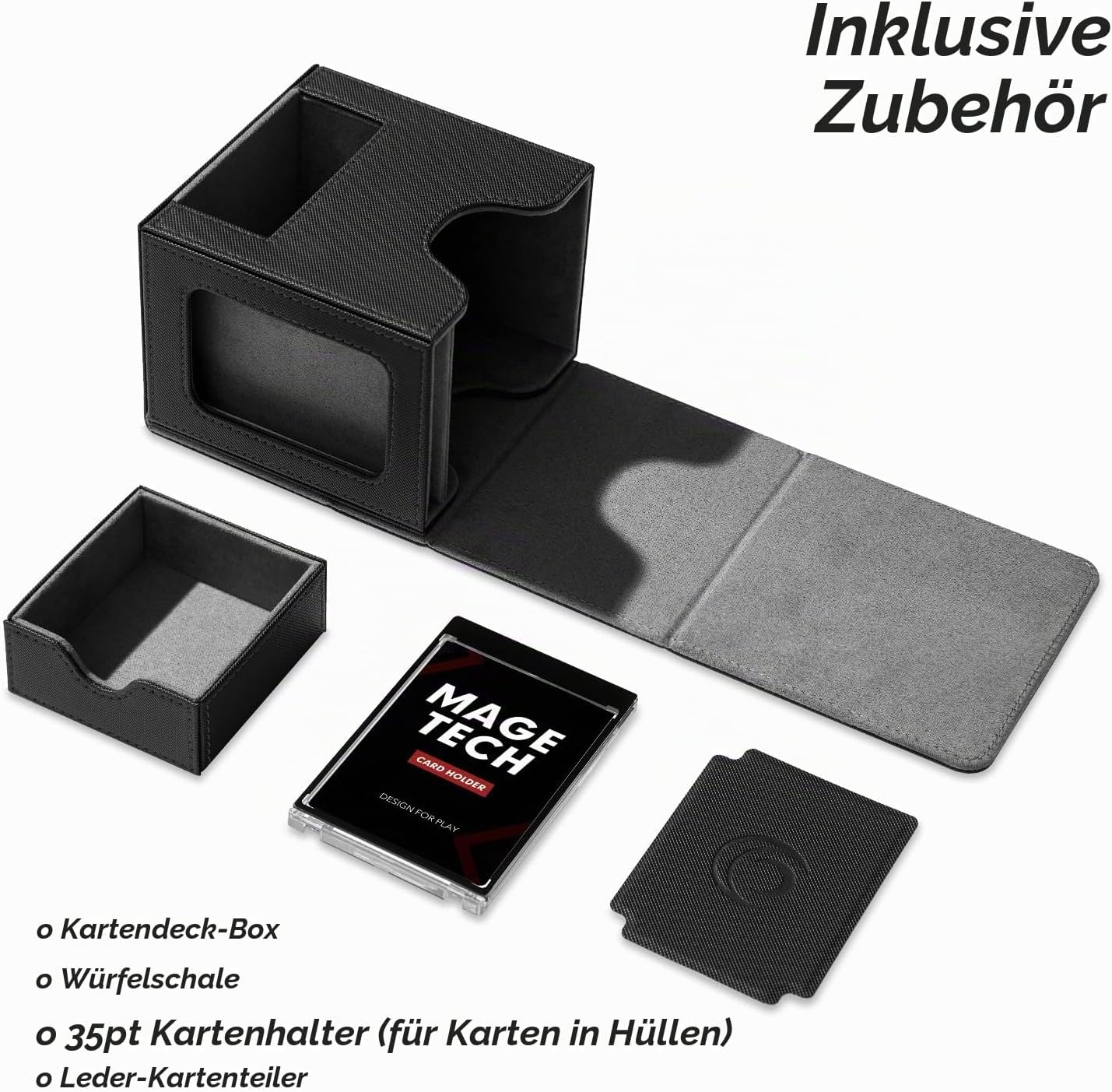 Thumbnail 5 de Mage Tech Commander Deck Box für MTG – Patentiertes Design, Commander Display, 100 Kartenkapazität, 35pt Kartenhalter, Würfelablage