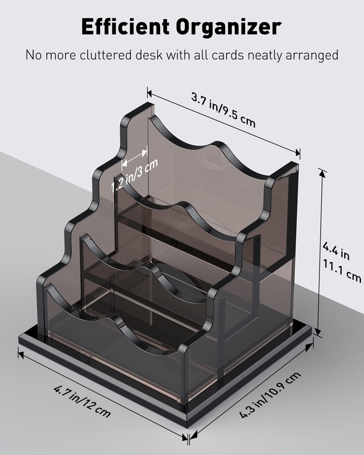 Detalle de Uniclife Porte-cartes d'affaires en acrylique — 3 fentes, 180 cartes, design gris fumé