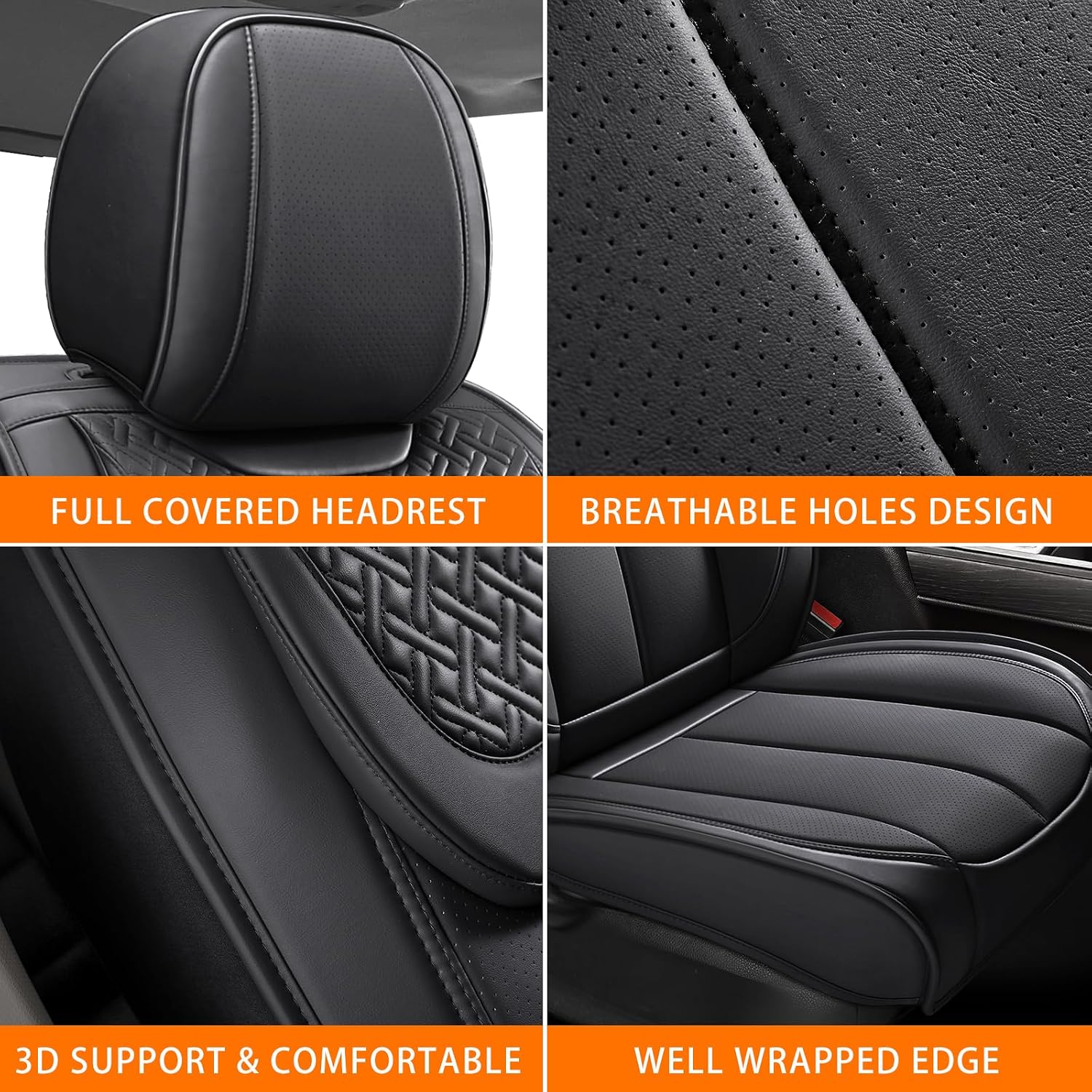 Thumbnail 4 de ifwohao Seat Covers for Chevy Silverado & GMC Sierra (2007–2026) Full Leather Front & Back Seat Protection