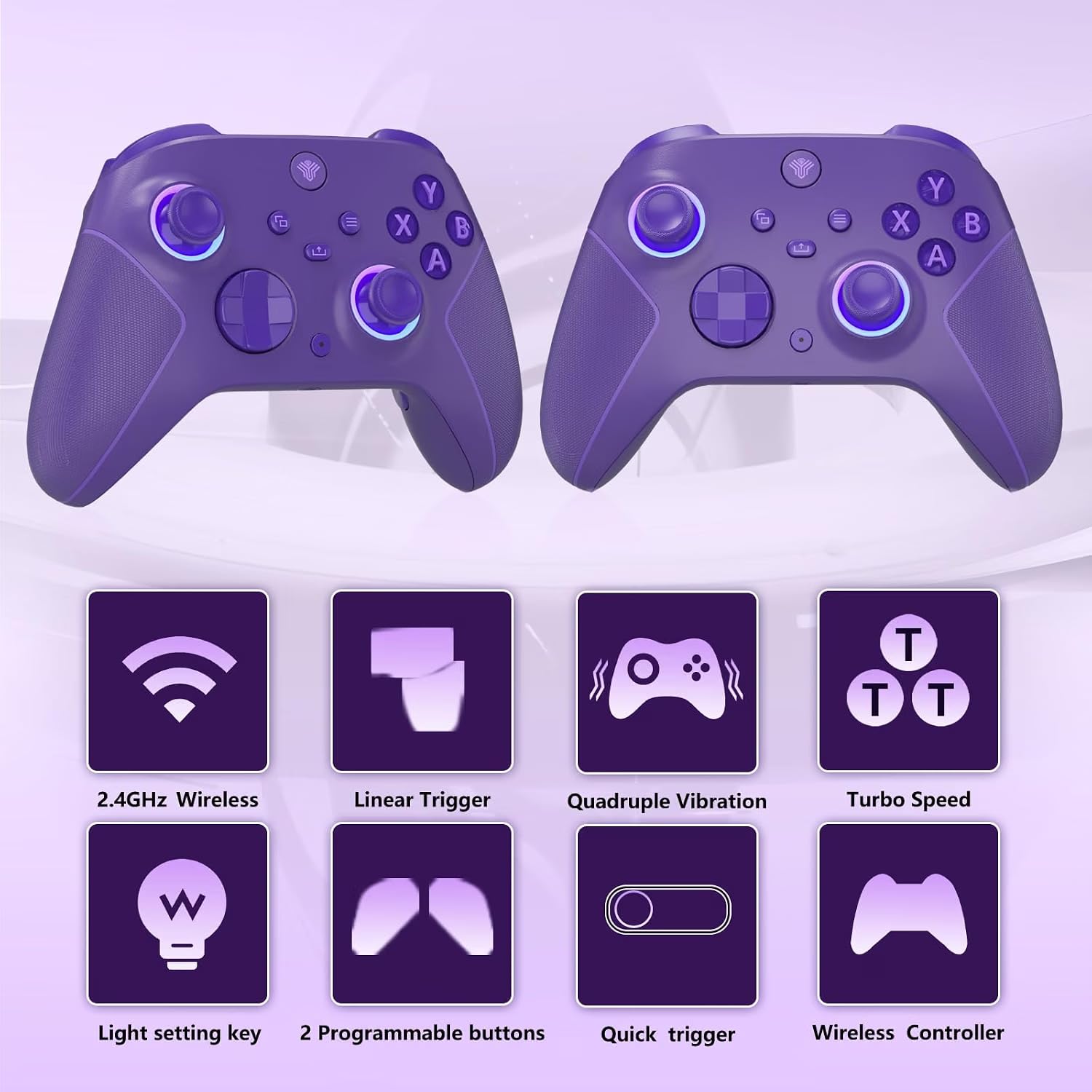 Thumbnail 2 de SZYUYU 2.4GHz Wireless Controller for Xbox, Purple, RGB Lighting
