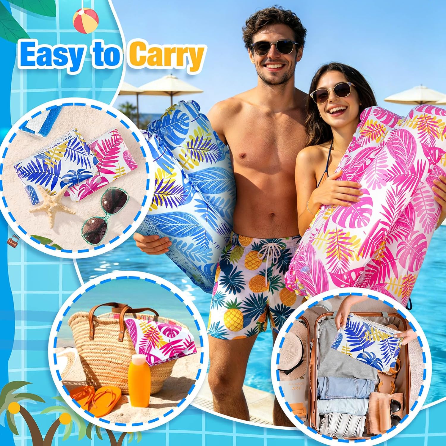 Thumbnail 4 de Dusor 2 Pack 4-in-1 Pool Inflatable Hammocks: Versatile Water Loungers for Adults & Kids
