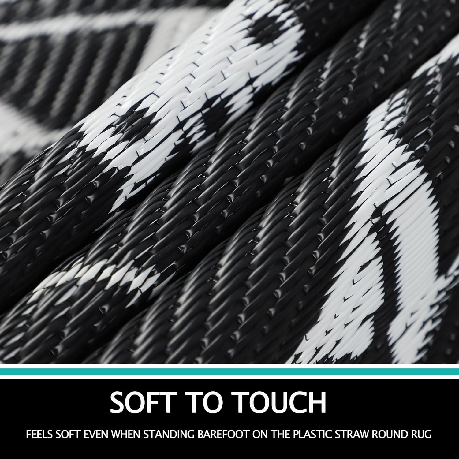 Thumbnail 2 de Capslpad 150cm Round Outdoor Rug (Reversible, Waterproof, Plastic Straw) for Patio, RV & Camping