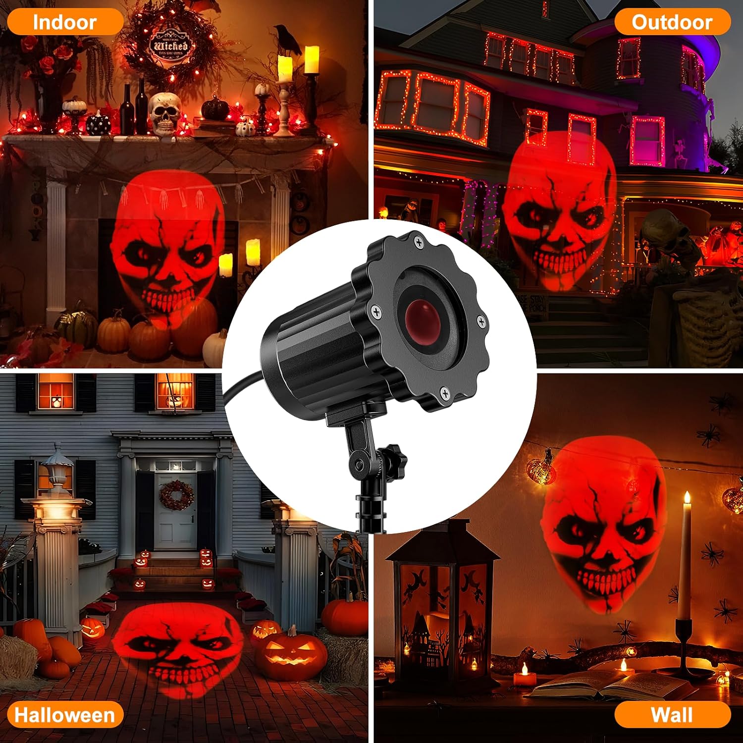 Detalle 1 de Beforalla SE369-21 Halloween Projector Light, Red 3D Dynamic Skull