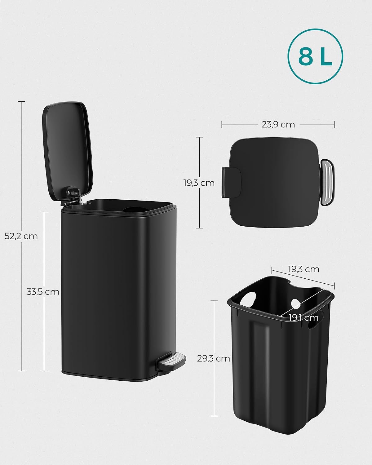 Thumbnail 6 de SONGMICS Kosmetikeimer 8 Liter 🗑