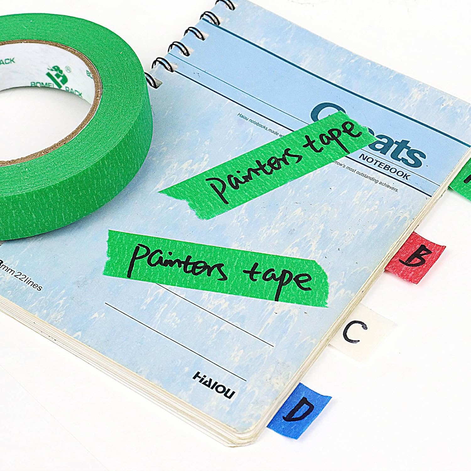 Detalle de BOMEI PACK Green Masking Tape, 24mm x 55 yd, 6 Rolls