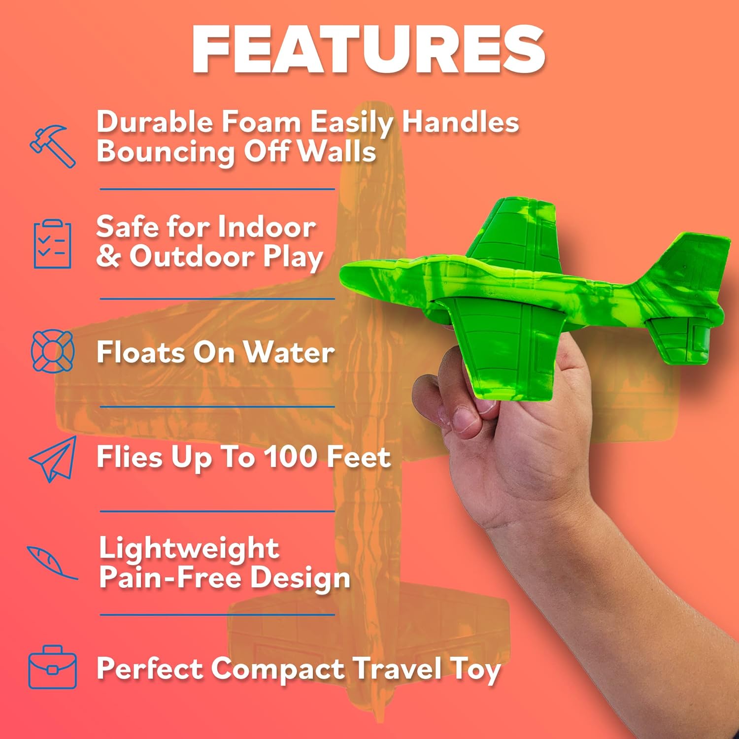 Detalle 2 de Refresh Sports Foam Airplanes 100ft Flight