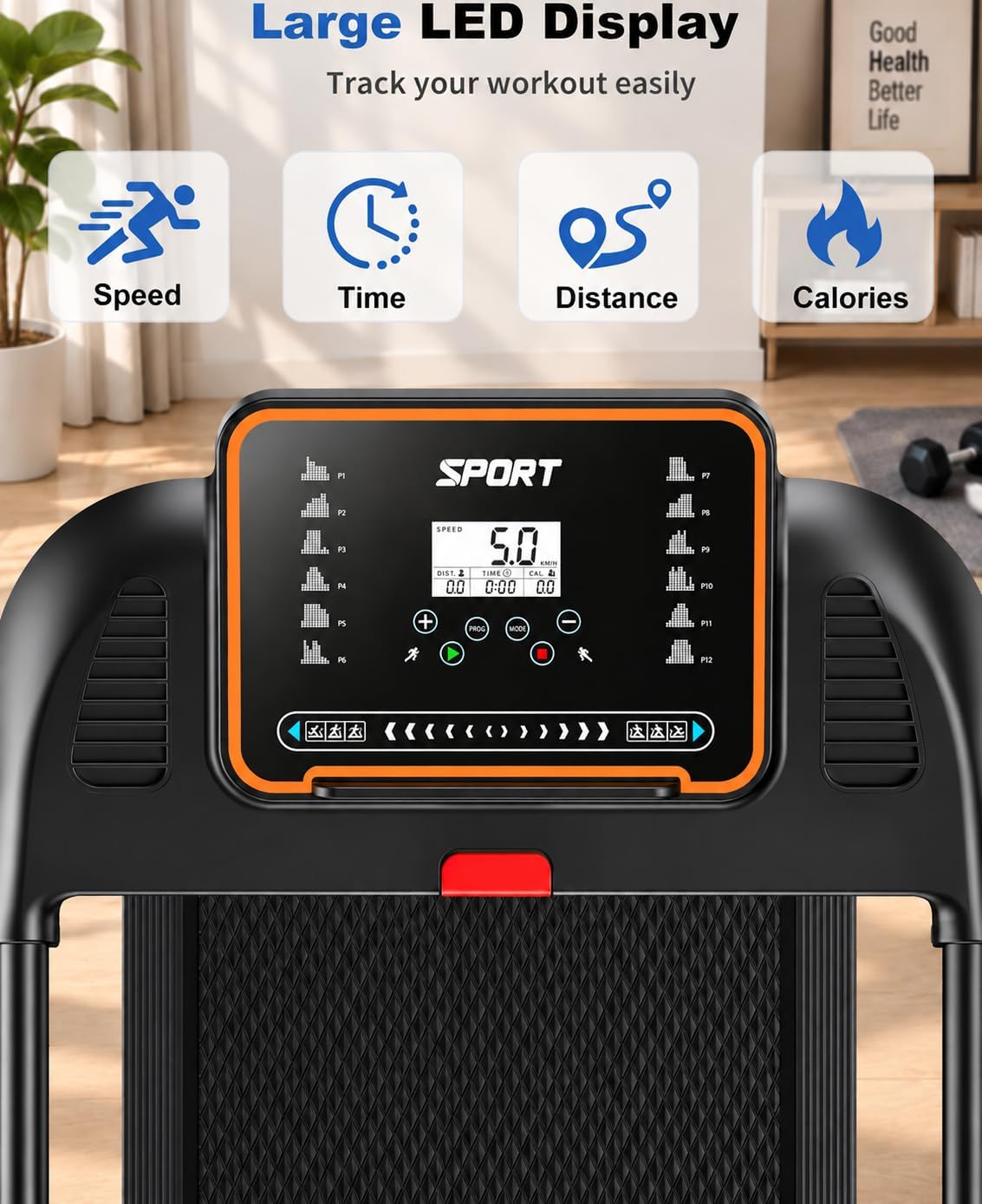 Detalle de Foldable Treadmill with Handlebar