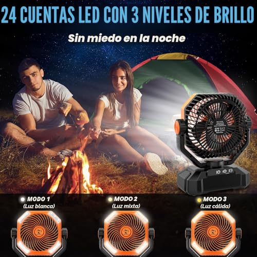Thumbnail 5 de Camping Ventilador con Luz LED Multper – 20000 mAh, recargable, control remoto y 5 velocidades para tienda de campaña