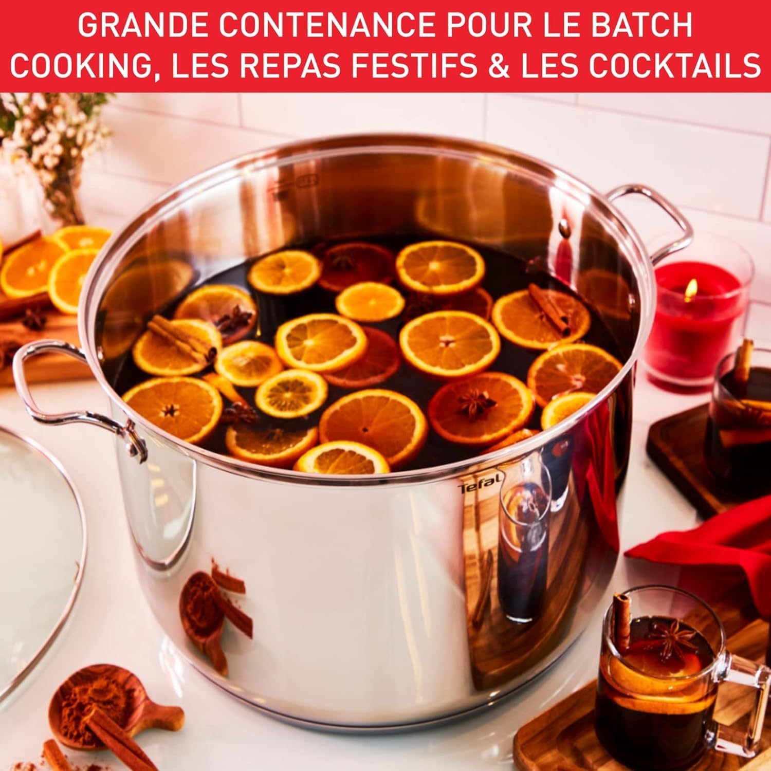 Detalle de Tefal Intuition XL Marmite 36 cm – 17,5 L, inox 18/10, induction, verre et poignée rivetée