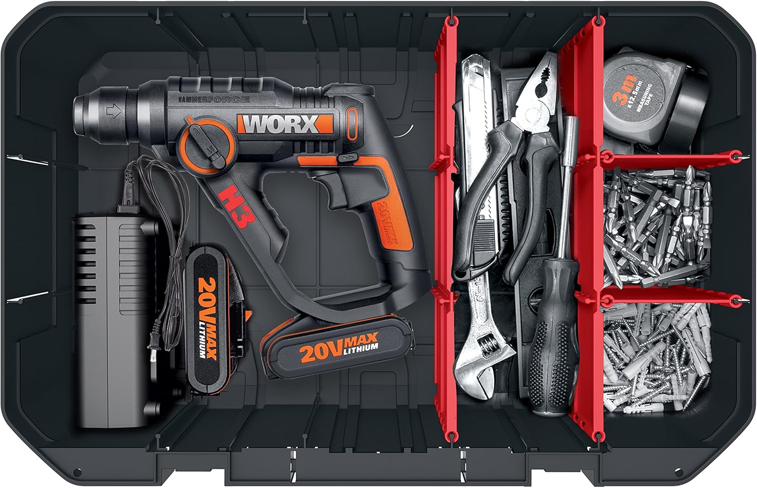 Detalle 2 de Mallette de rangement WORX WA0071 – Organisation pratique pour outils et accessoires