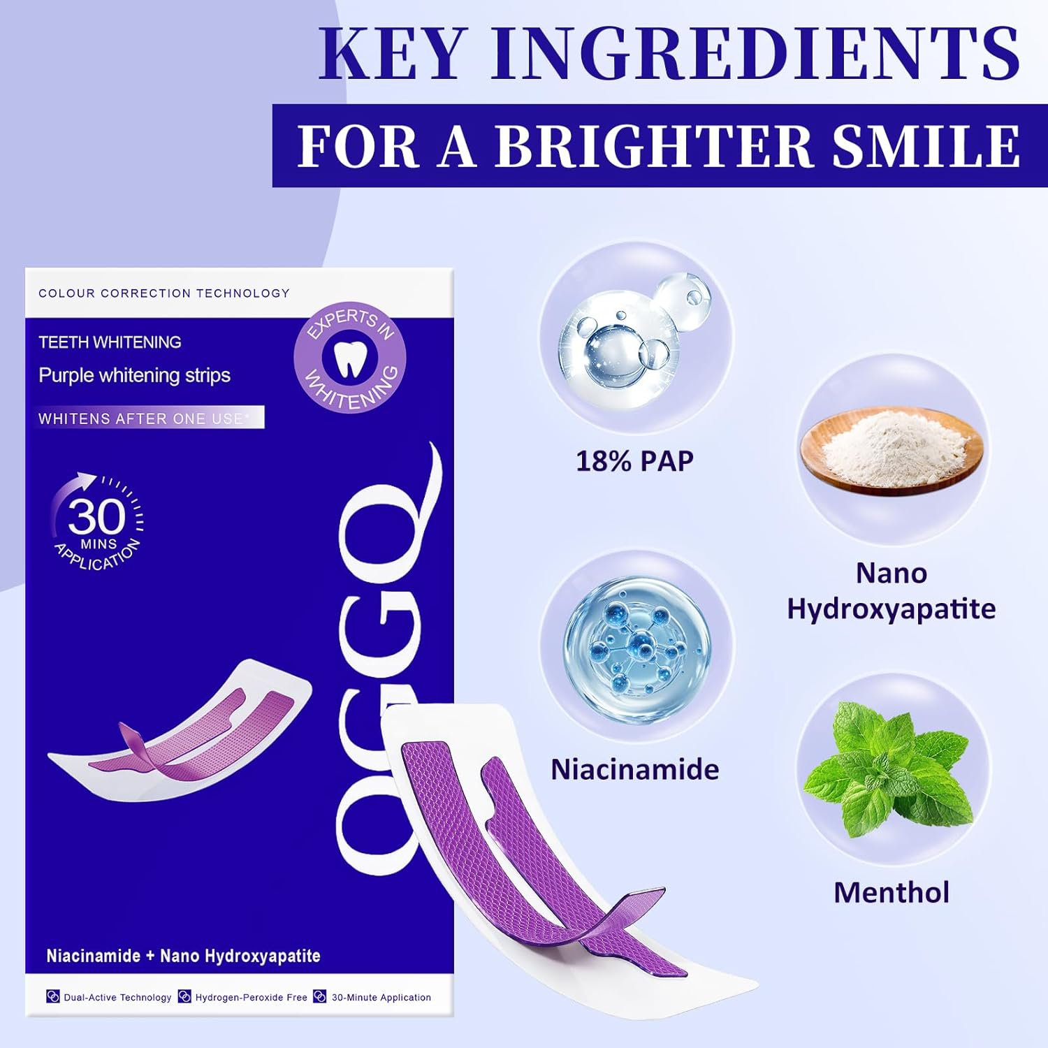 Detalle 2 de Purple Whitening Strips (28 Strips) by Purple Teeth Whitening Strips with Non-Slip Technology