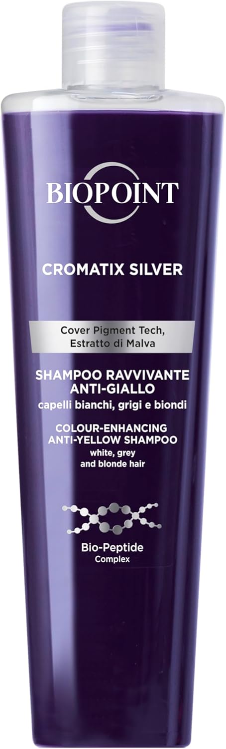 Detalle de BIOPOINT Cromatix Silver Shampoo Ravvivante Antigiiallo – per capelli bianchi, grigi e brizzolati da 200 ml