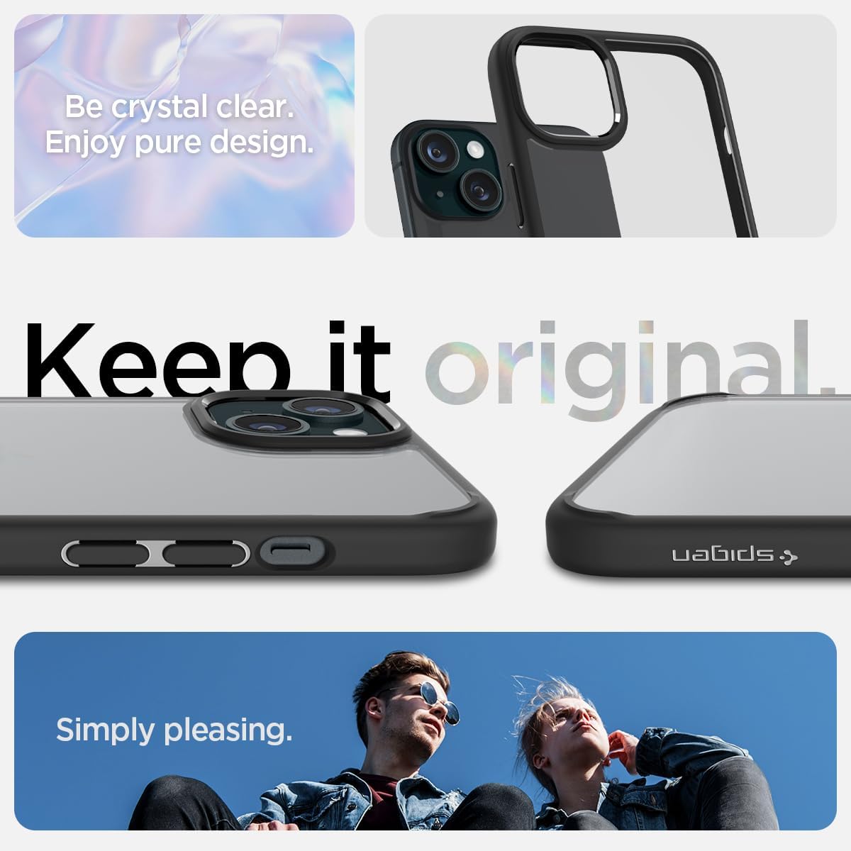Detalle de Coque Spigen Ultra Hybrid anti-jaunissement et anti-choc pour iPhone 15 (noir mat)