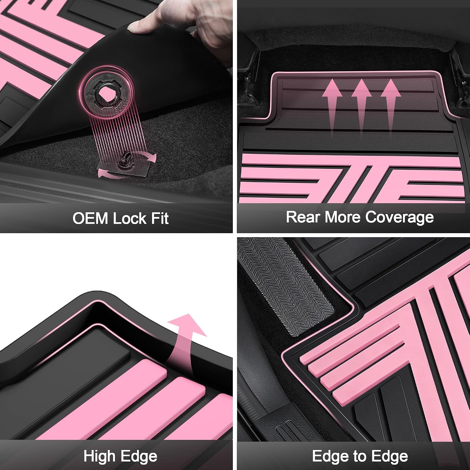 Thumbnail 5 de Floor Mats Fit for Honda Civic 2016-2021 (Sedan/Hatchback) & 2016-2020 Coupe, All Weather Custom Fit Anti-Slip Car Mats