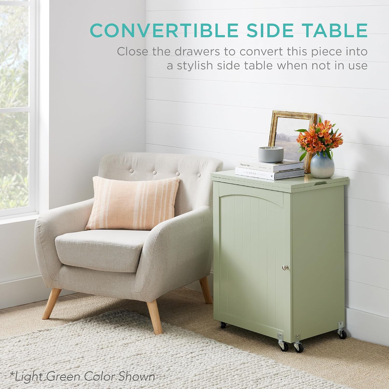 Detalle 2 de Best Choice Products SKY5834 Folding Sewing Table, White, Wheeled Craft Station
