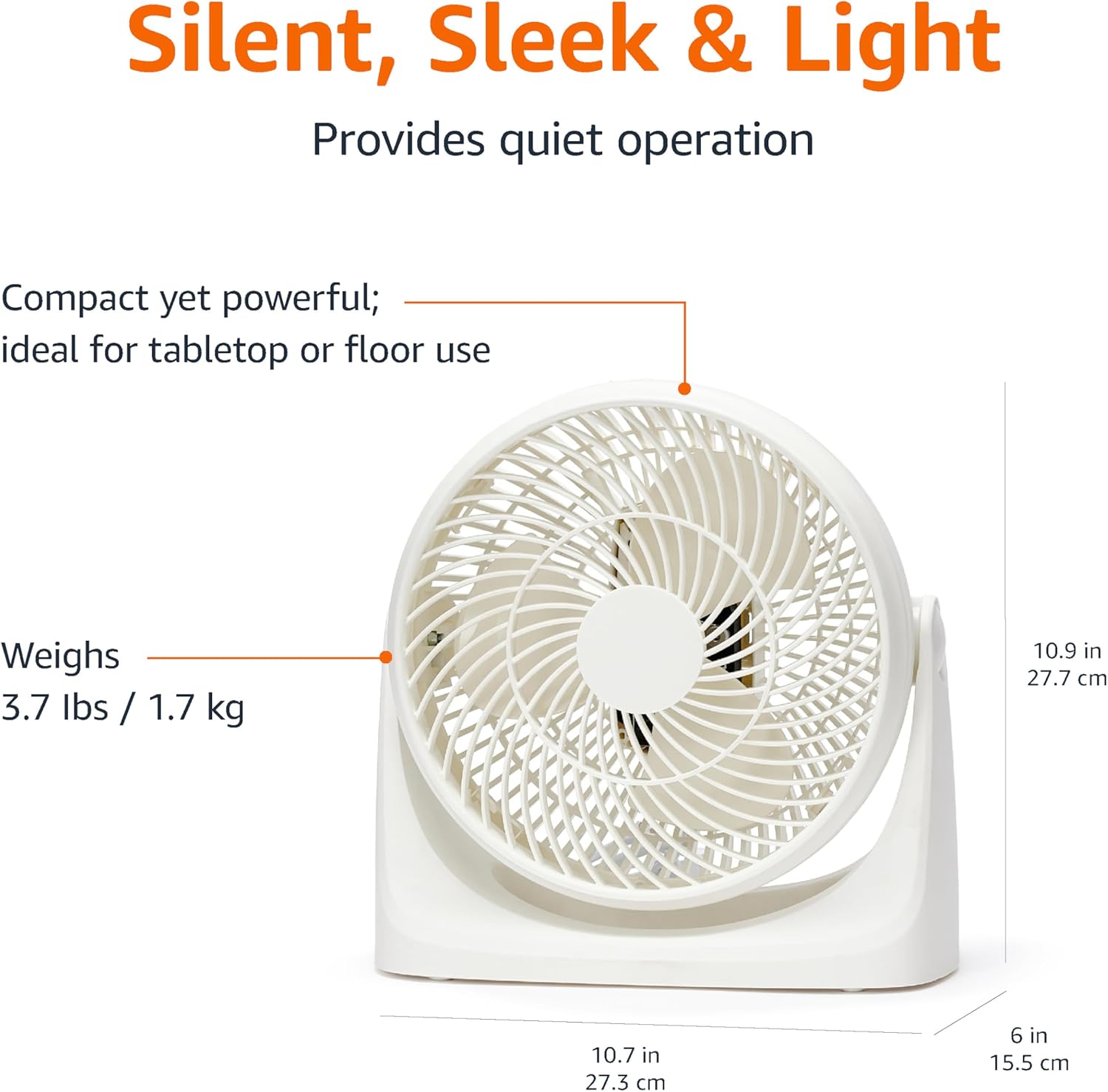 Detalle de Amazon Basics Portable Desk Fan, 7-Inch Quiet Operation, 3 Speed Settings