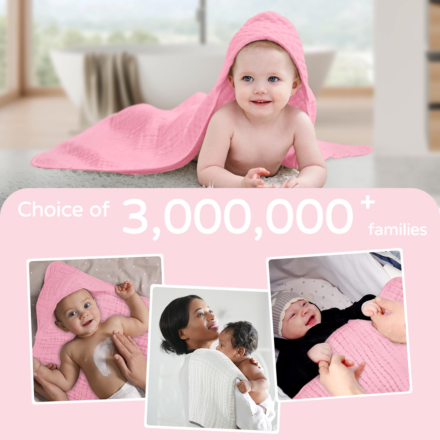Thumbnail 5 de Yoofoss Hooded Baby Towel 32x32 Inches