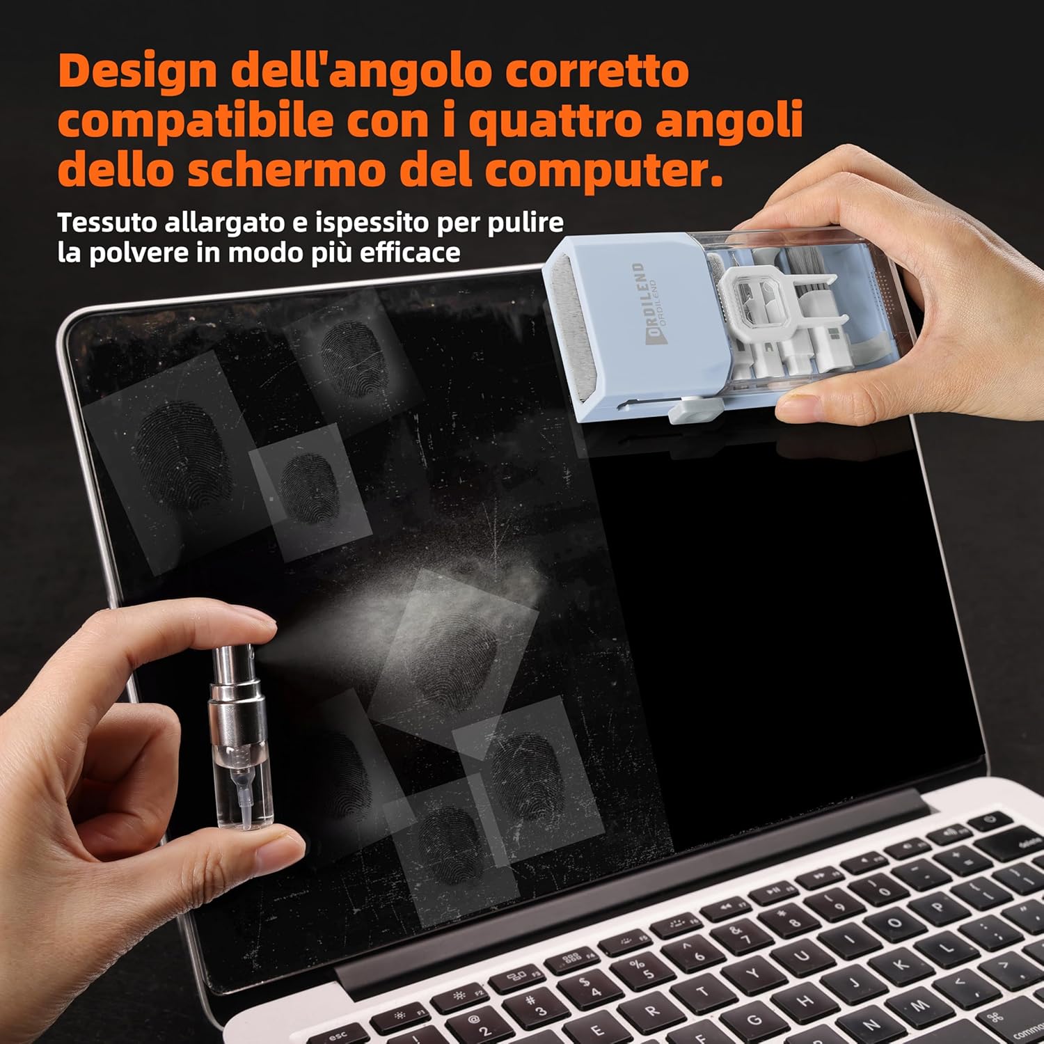 Detalle 2 de Ordilend Tutto in Uno Kit Pulizia Tastiera e Dispositivi – 10 in 1, Portatile e Completo