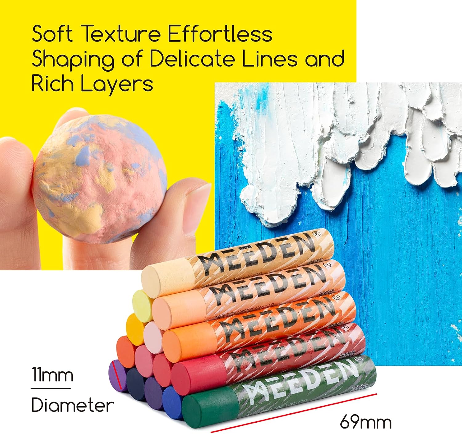Detalle de MEEDEN Soft Oil Pastels Set (144 Vibrant Colours) for Blending, Layering and Shading