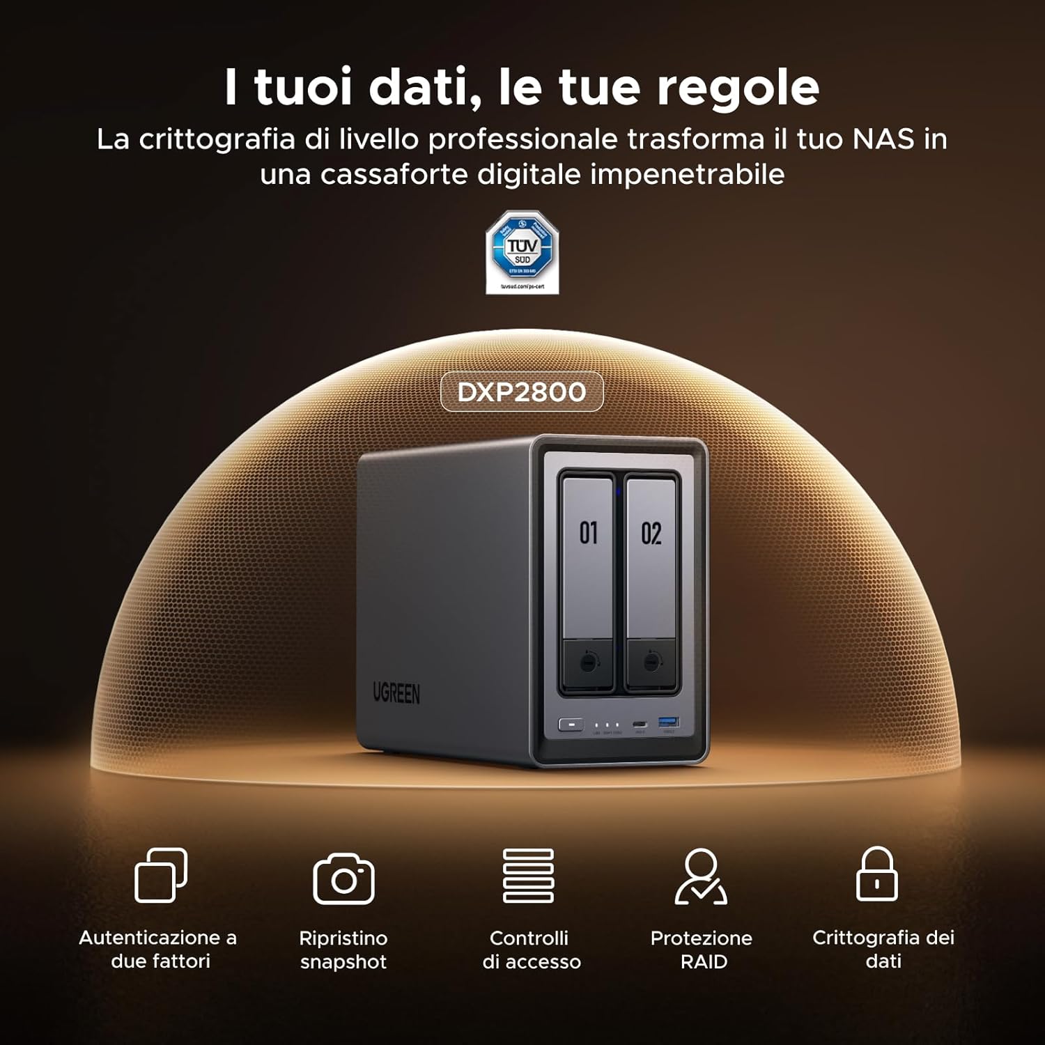Detalle 2 de UGREEN NASync DXP2800: NAS desktop a 2 bay con Intel N100, 8 GB DDR5 e 2,5 GbE