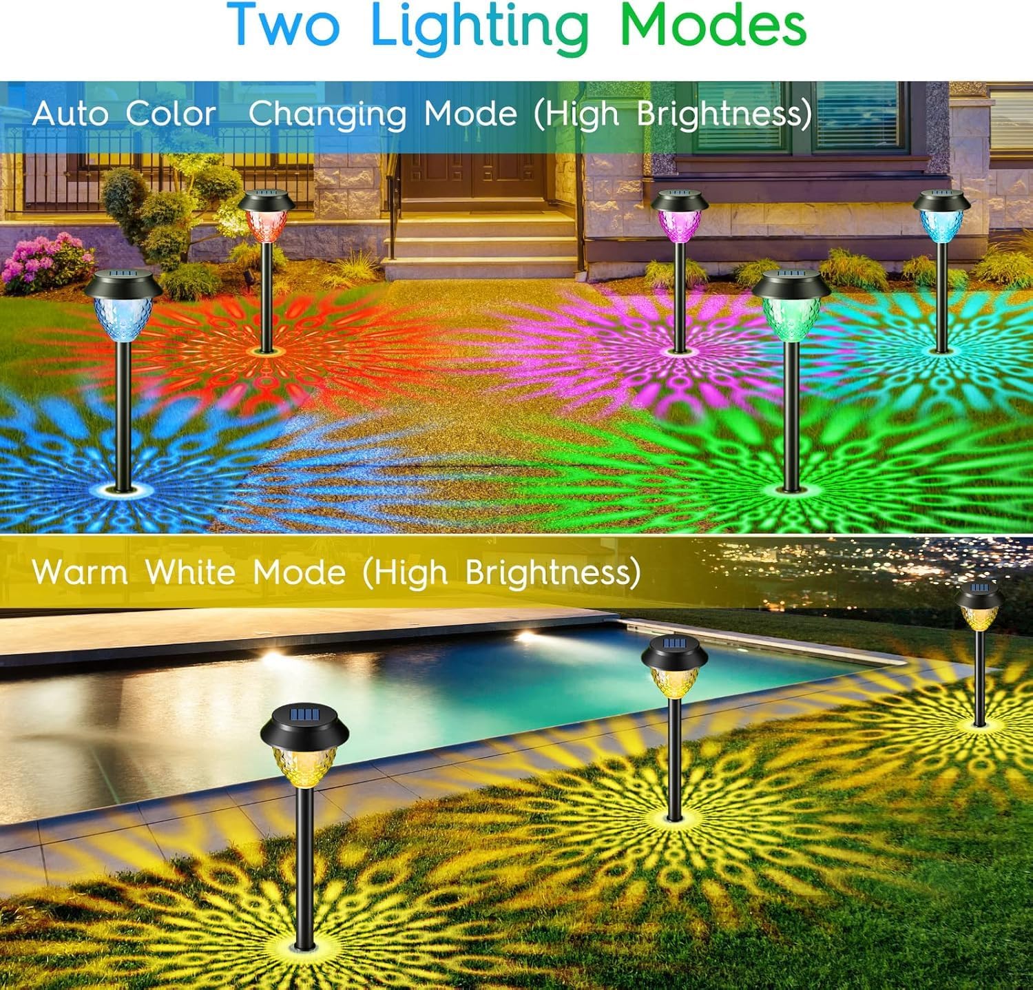 Thumbnail 1 de Solar Lights Outdoor Garden (6 Pack) with Multicolour & Warm White Modes