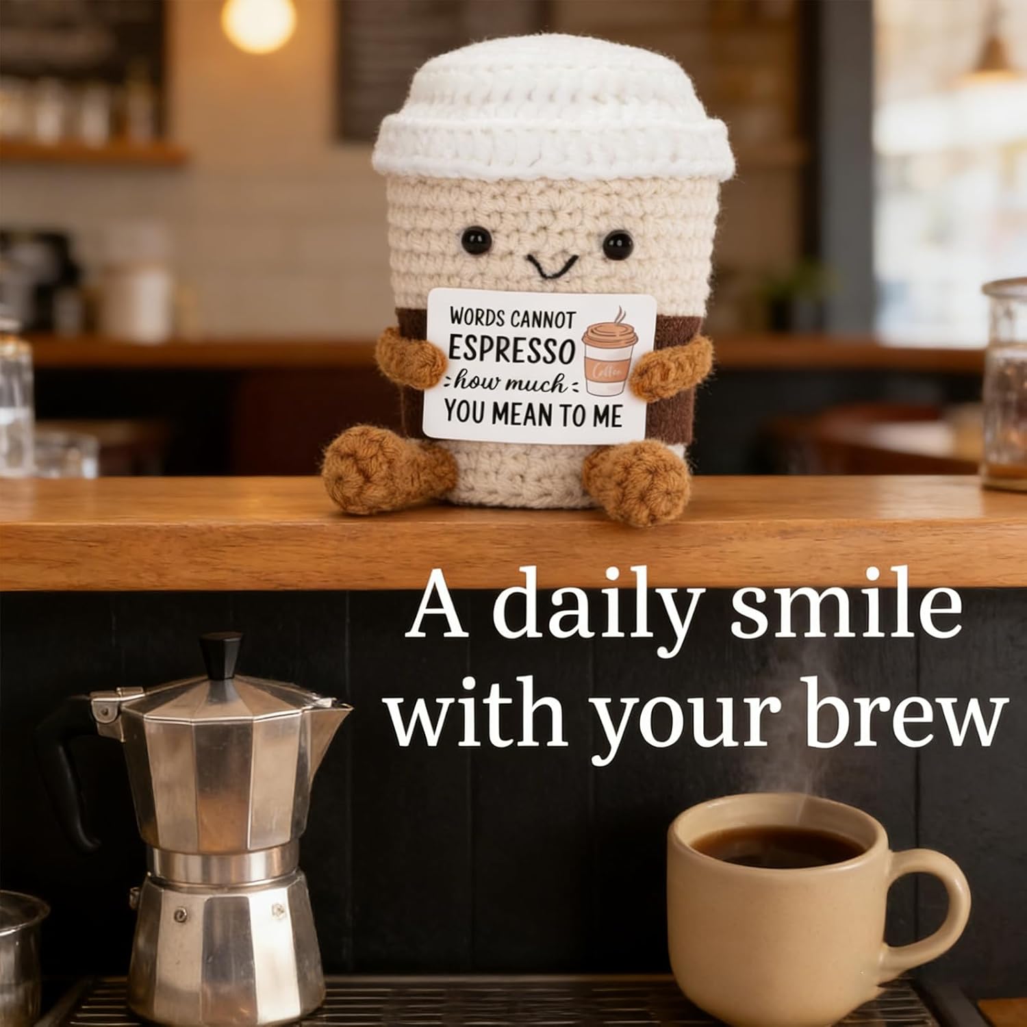Thumbnail 4 de Bafiwu Crochet Espresso: Positive Coffee Cup Decor for Lovers of Fun and Fitted with a Smile
