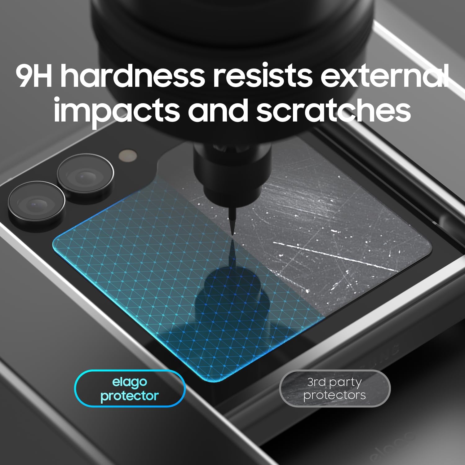 Detalle de elago Proteggi Schermo in Vetro Flessibile con finestra per Samsung Galaxy Z Flip 7 FE / Z Flip 6 / Z Flip 5