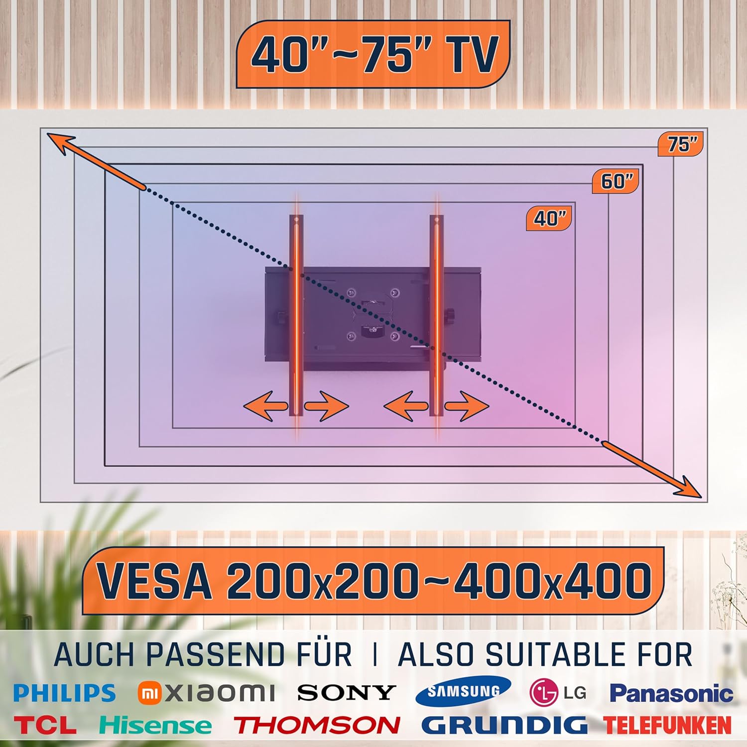 Thumbnail 3 de RICOO R23-S TV Wandhalterung 40-75 Zoll