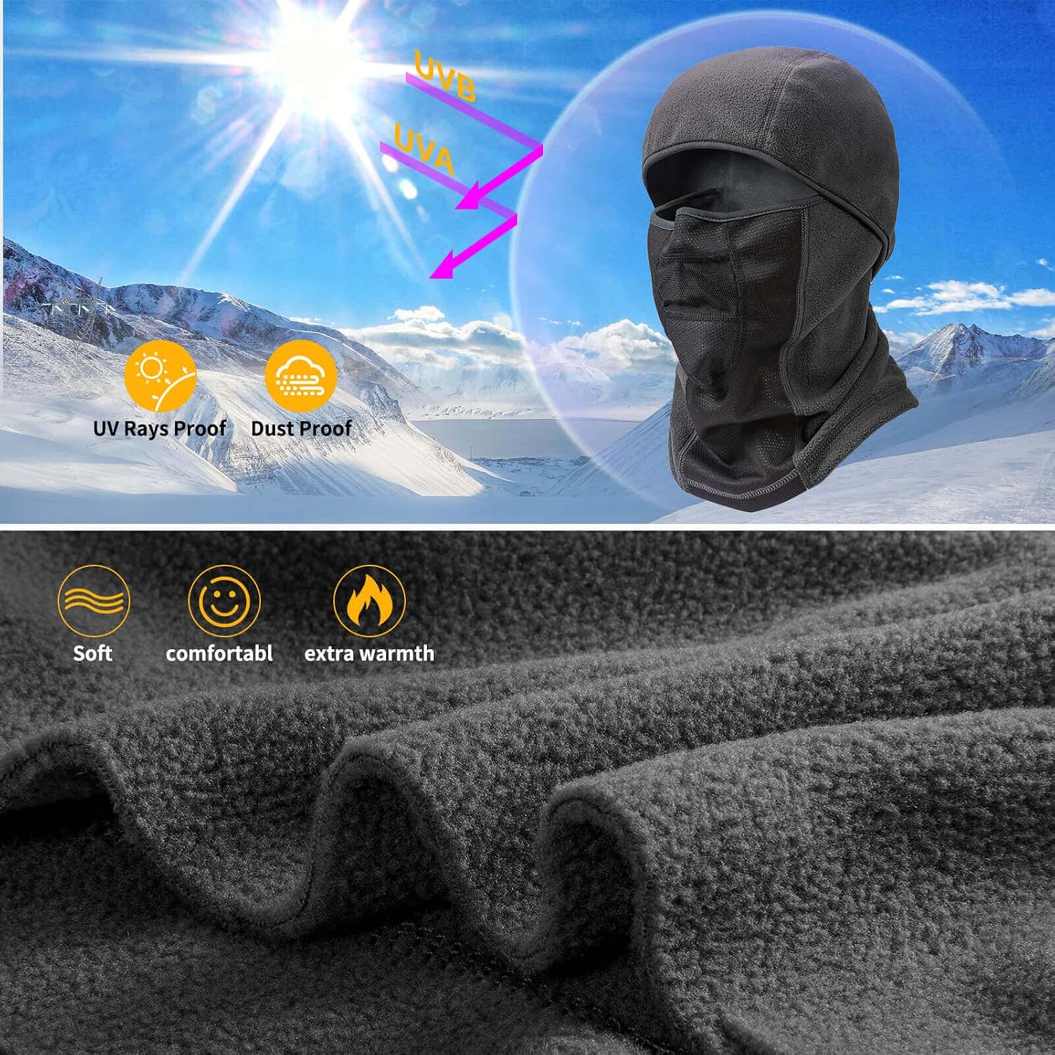 Detalle 2 de FanVince Winter Balaclava Face Mask with Polar Fleece and Mesh Breathing Panels