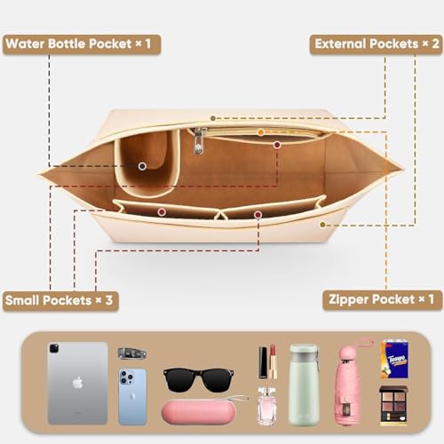 Thumbnail 3 de Sunshine smile Organizer per Longchamp Le Pliage M in Feltro Beige: ordine e stile per la tua borsa