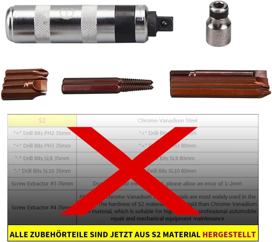 Thumbnail 1 de AKM TOOL manueller Wende-Schlagschrauber-Satz 1/2" – 12-teilig mit S2-Stahl-Bits und Schraubenausdrehern