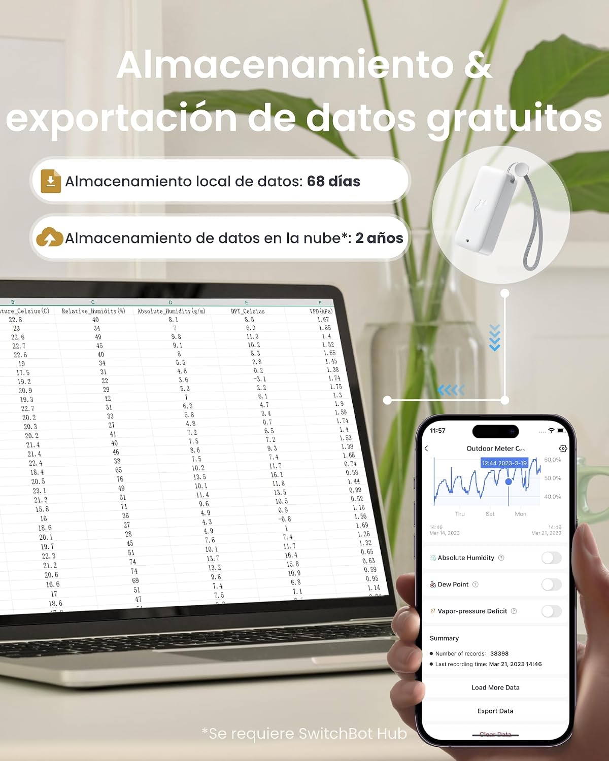 Thumbnail 4 de SwitchBot Termómetro Higrómetro WiFi 3-Pack con Hub Mini
