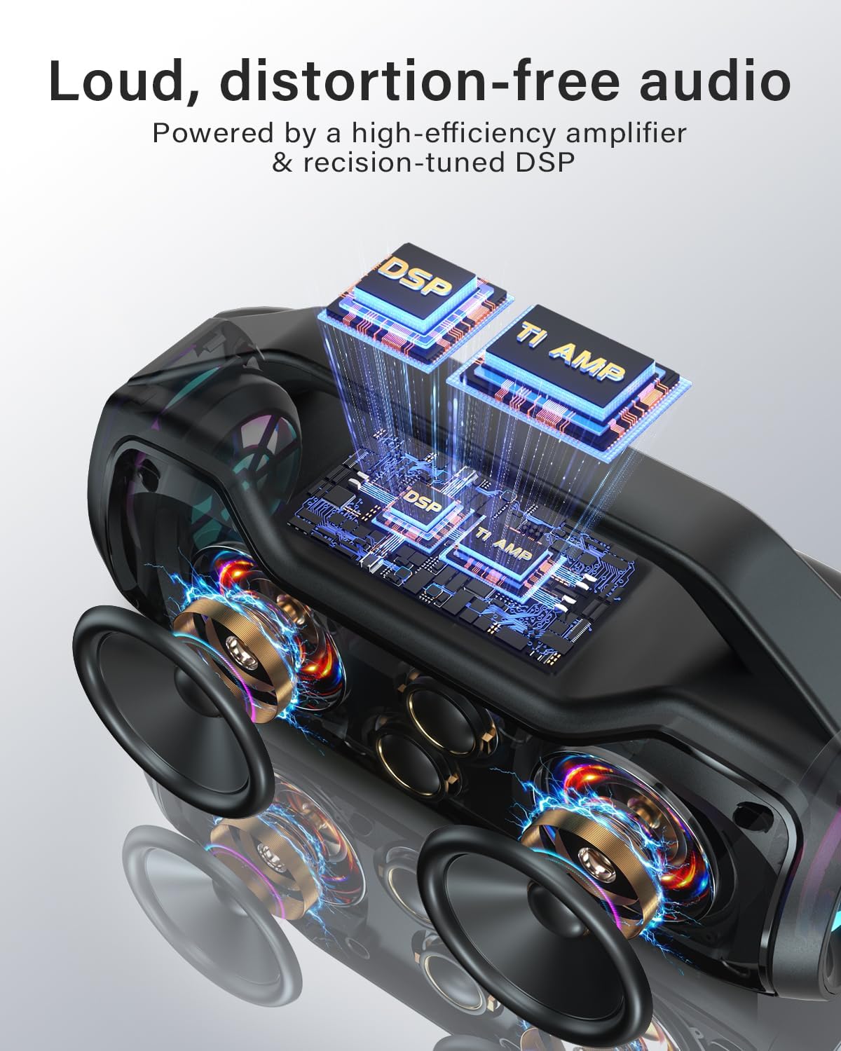 Detalle 2 de Portable Bluetooth Speaker Wireless with 200W Peak Power and DSP‑Enhanced Sound