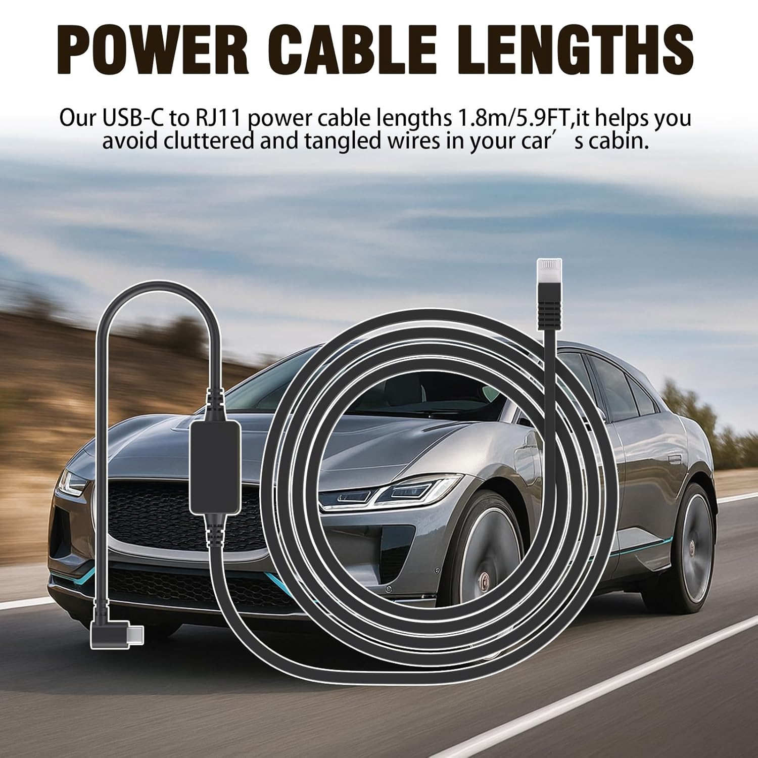 Detalle de Radar Detector Cable: USB-C to RJ11 Power Cord (5.9ft) for Escort, Uniden, Cobras & More