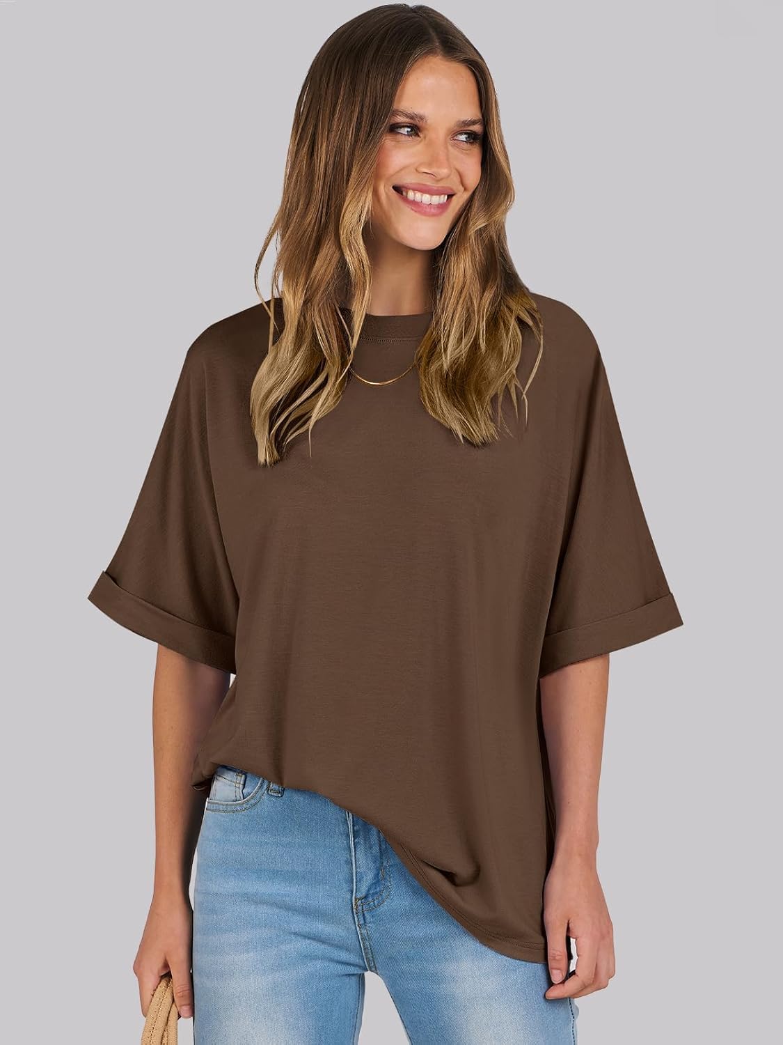 Thumbnail 1 de Cuptacc Damen Oversize Shirt – lockeres Basic-Top mit Tunika-Länge